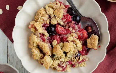 Crumble aux flocons d’avoine et aux framboises